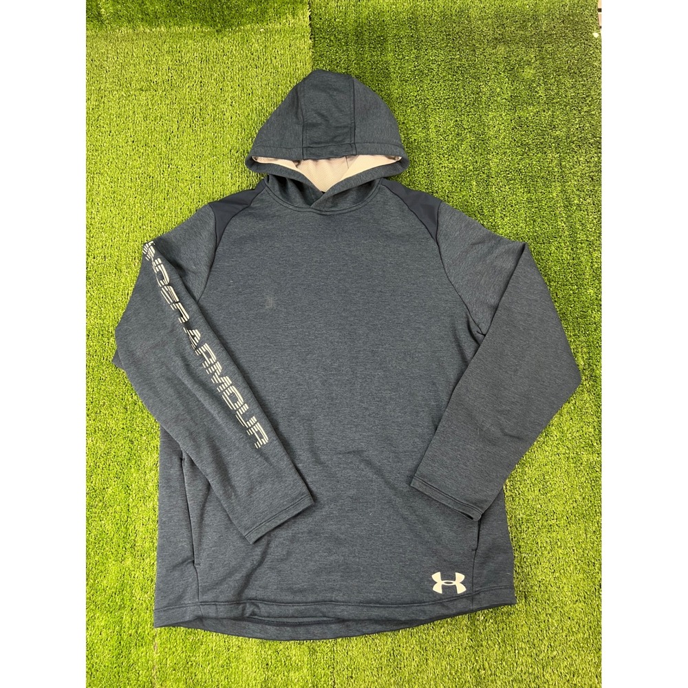 Under Armour Mens ColdGear Loose Fit Hoodie Navy Blue Large Pullover Sweatshirt